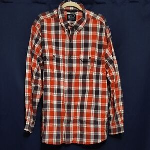 Carhartt Men's Red and Black Plaid Button Down Shirt